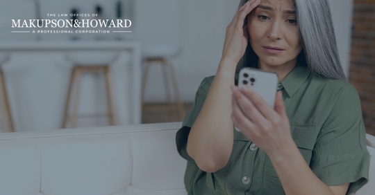 Woman Looking at her phone stressed out
